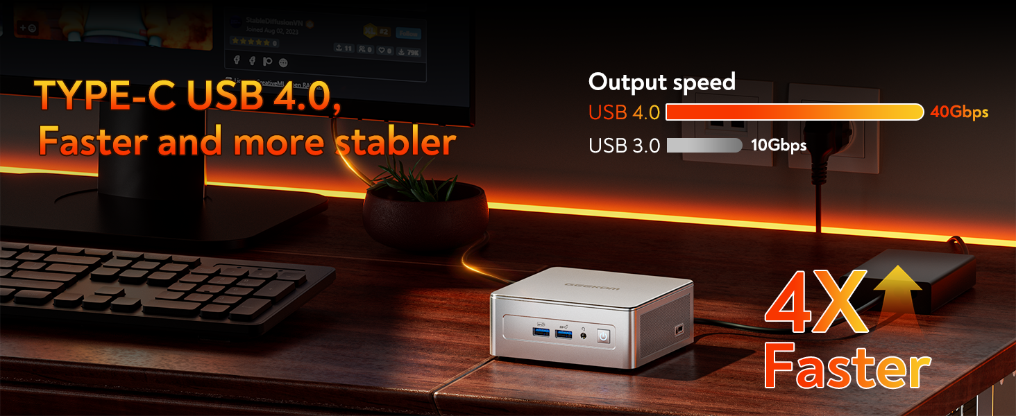 GEEKOM AE8 AI Mini PC, AMD Ryzen 9 8945HS Mini Computers